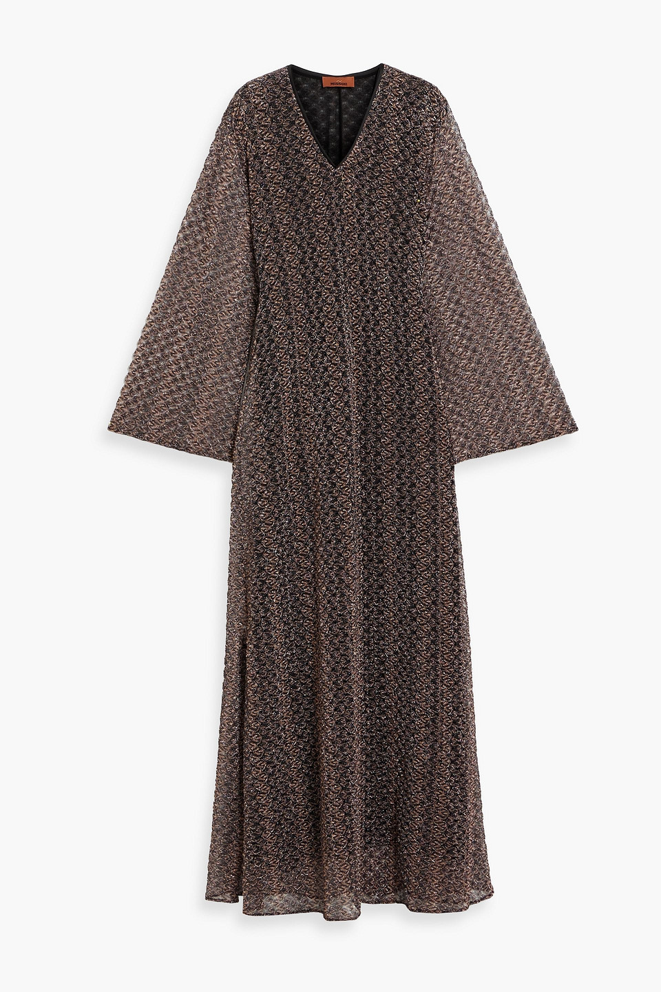 Missoni Metallic Crochet-knit Maxi Dress In Light Brown