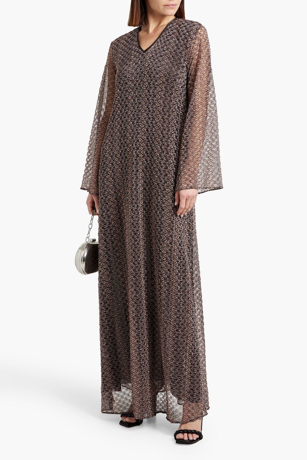 MISSONI Metallic crochet-knit maxi dress