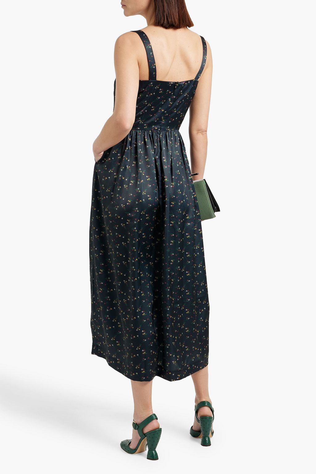 HVN Laura floral-print satin midi dress