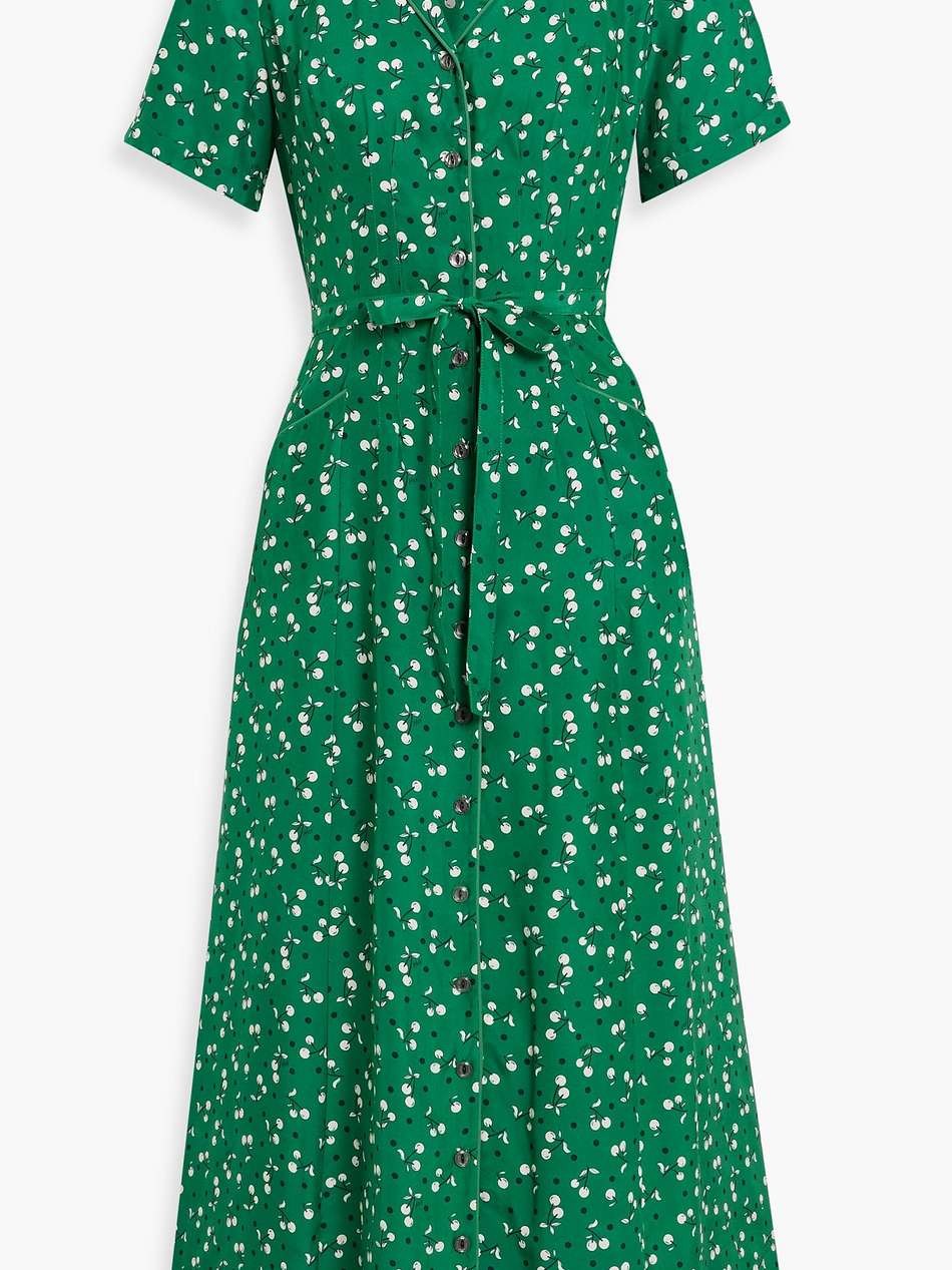 maria printed silk midi dress