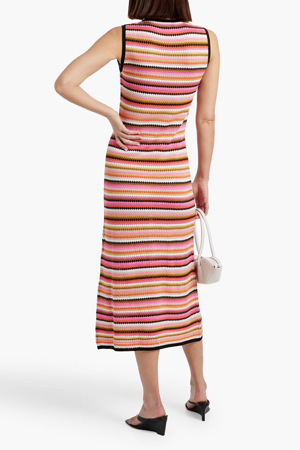 MISSONI Striped crochet-knit cotton-blend midi dress
