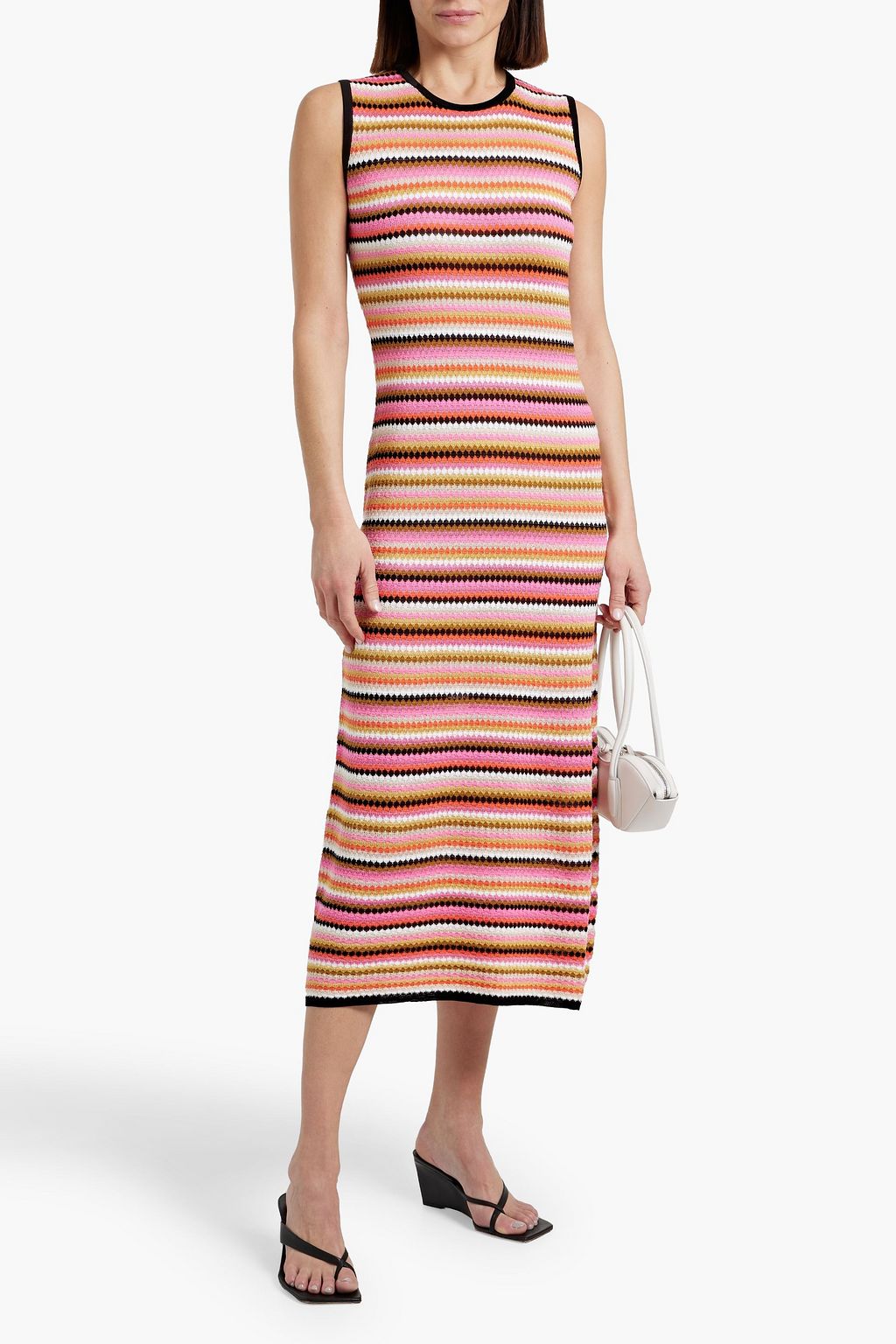 MISSONI Striped crochet-knit cotton-blend midi dress