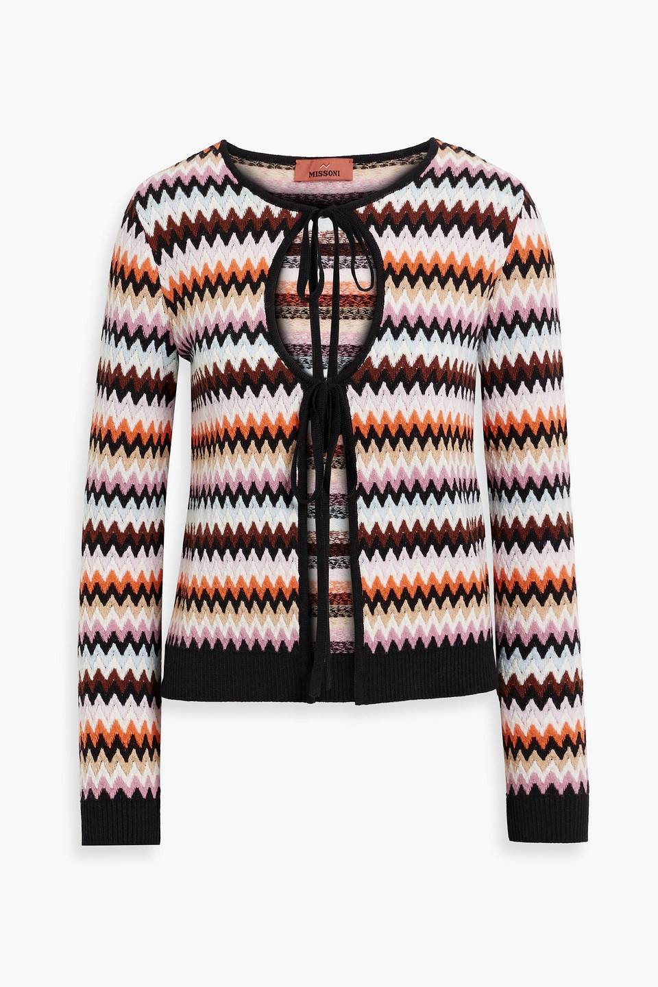 Missoni Striped Wool Knit Self-tie Cardigan In Orange