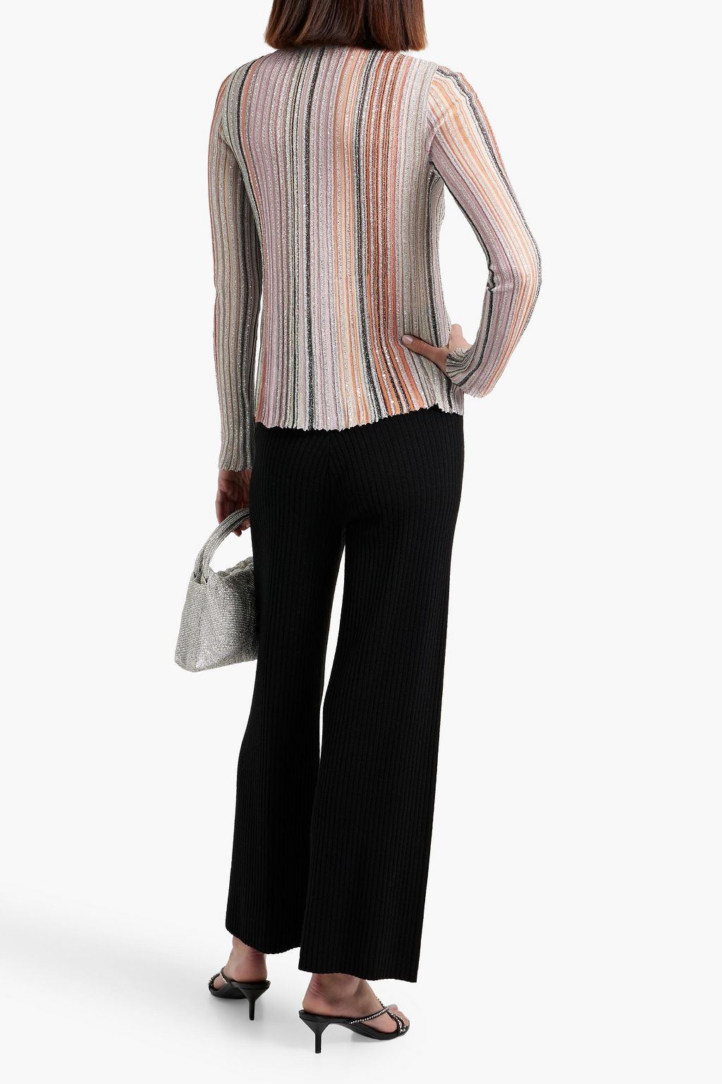 MISSONI Sequin-embellished striped ribbed-knit sweater