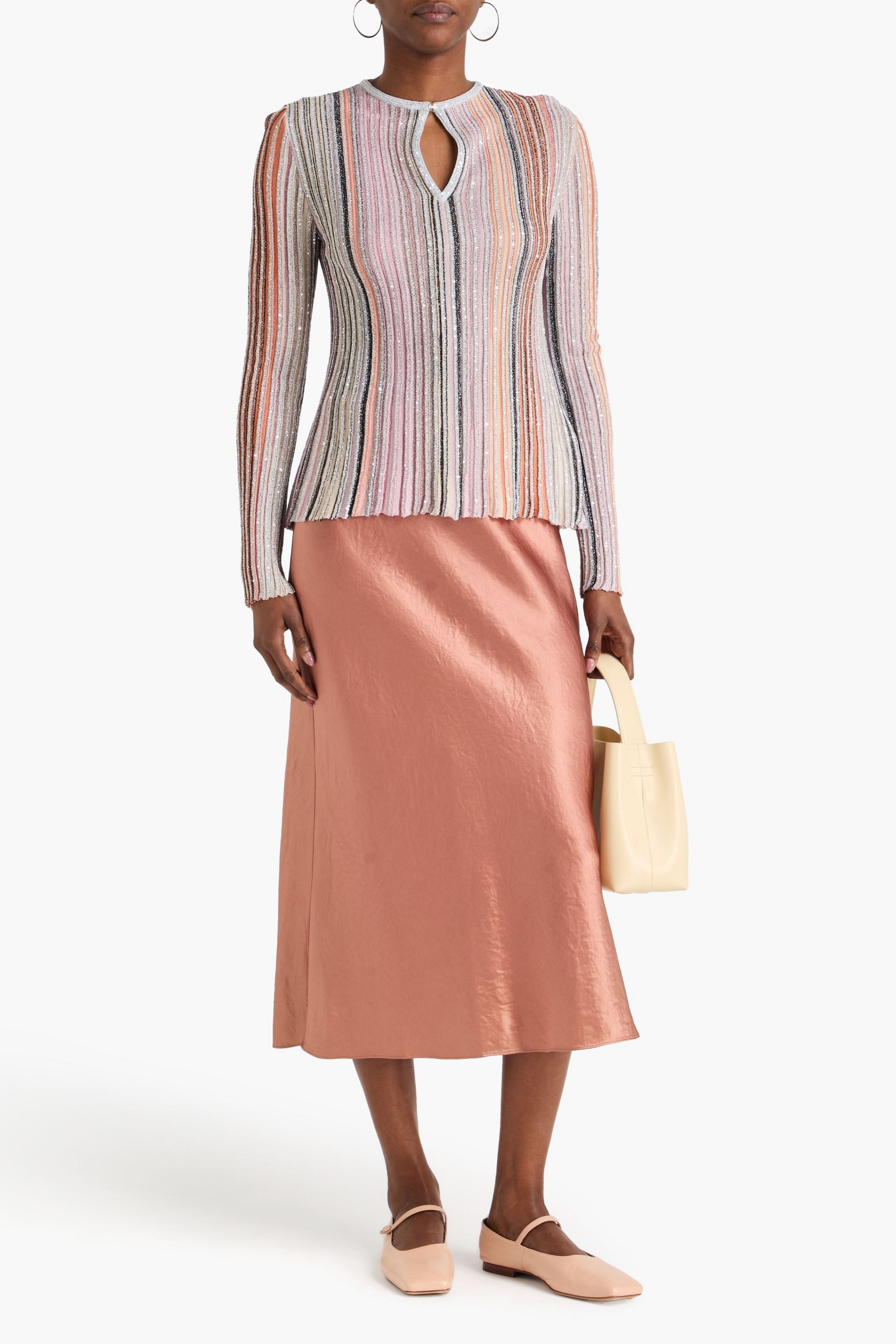 Missoni Sequin-embellished striped ribbed-knit sweater