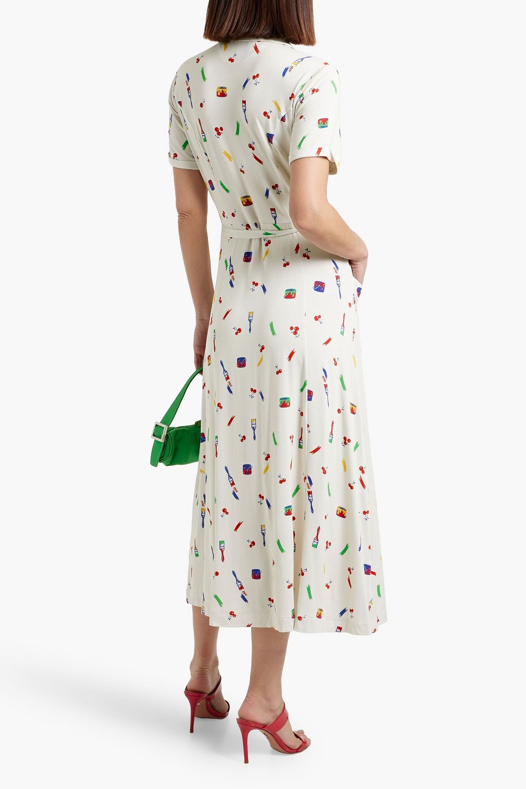 HVN Maria printed stretch-jersey midi dress