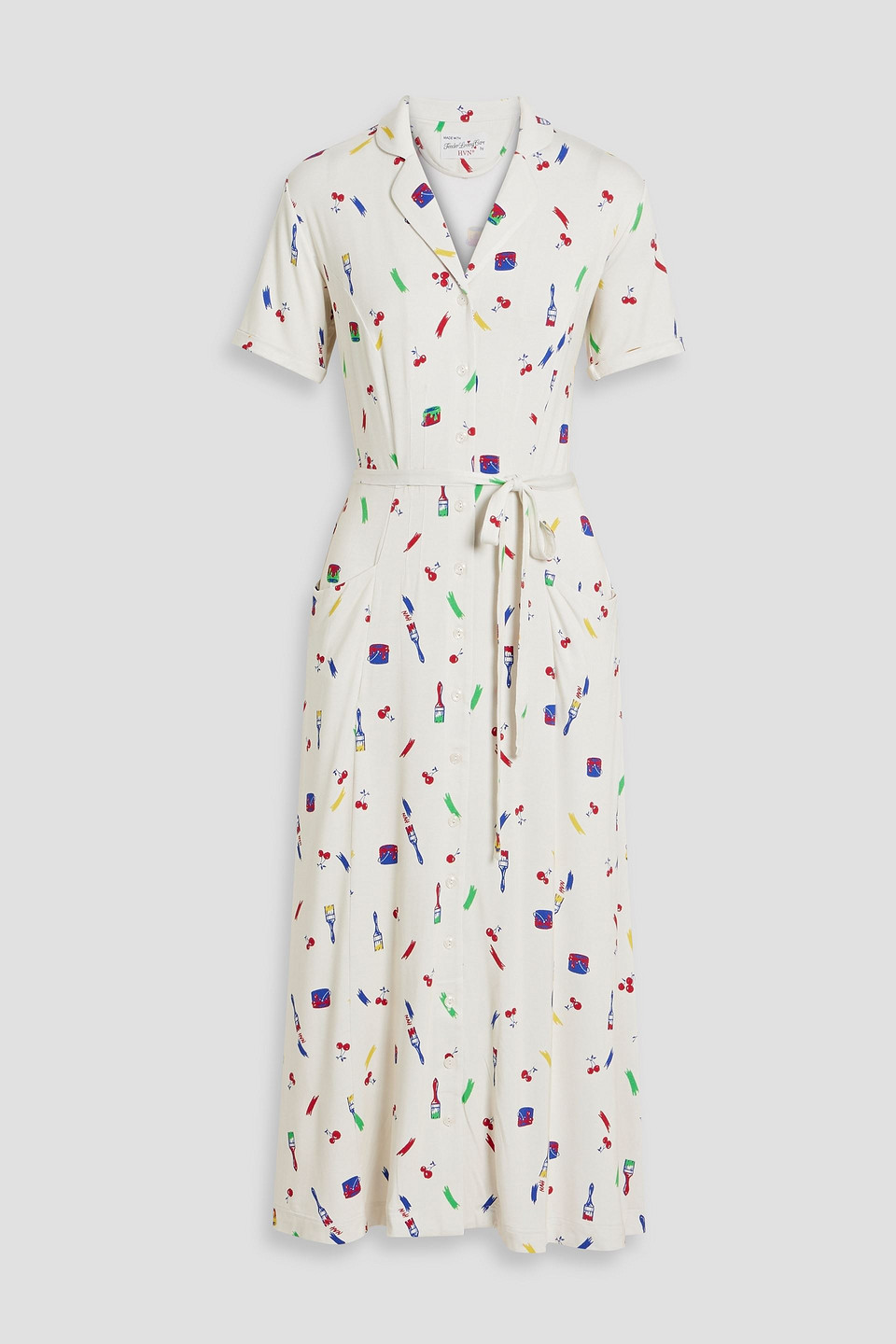 Hvn Maria Printed Stretch-jersey Midi Dress In White
