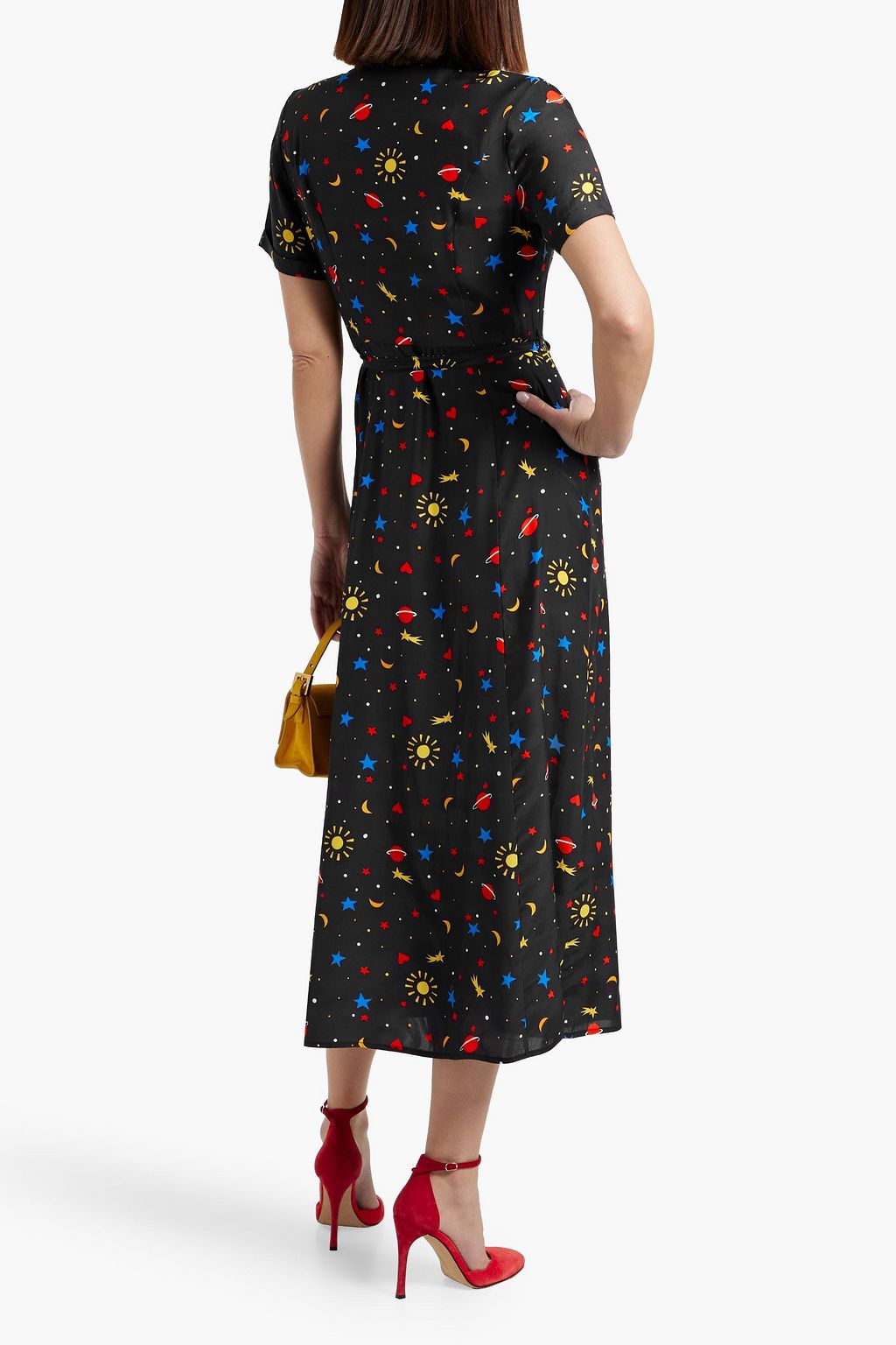HVN Maria printed silk midi dress