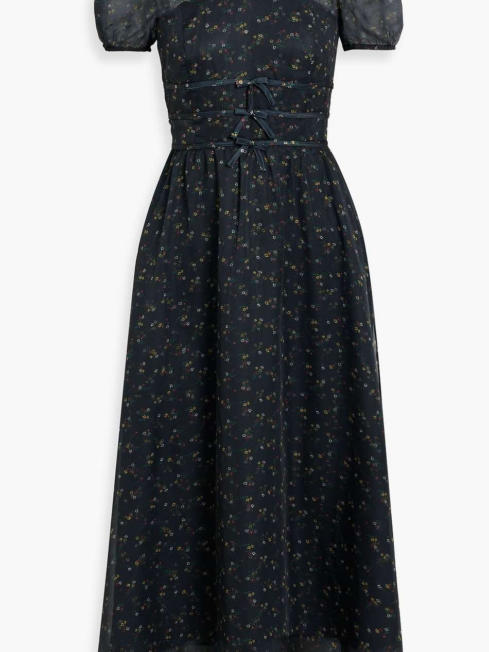 scarlett layered floral-print chiffon and satin midi dress
