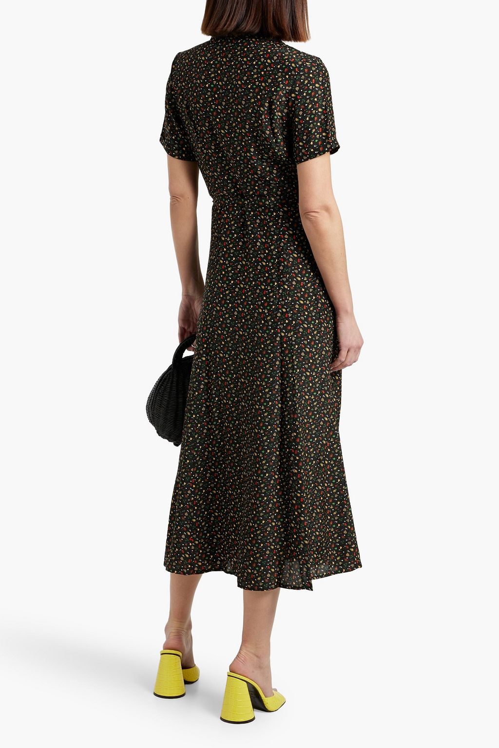 HVN Maria printed silk midi dress