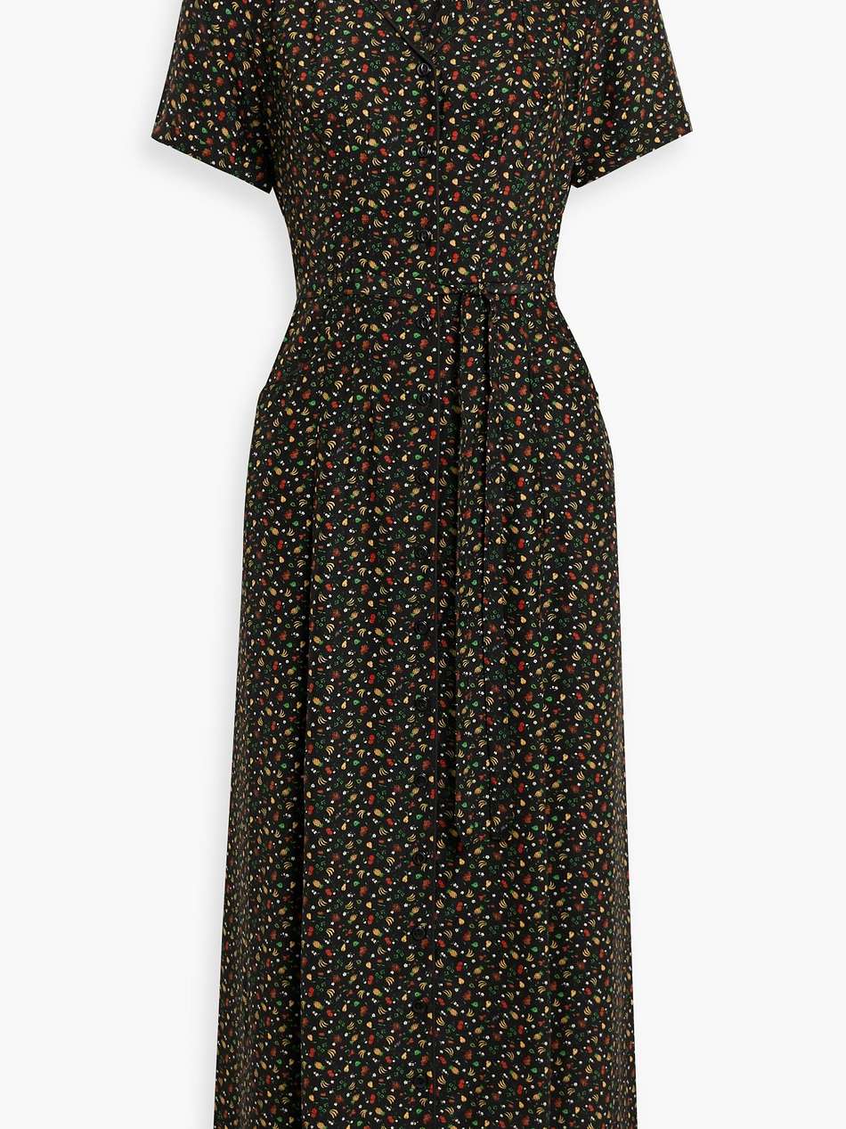maria printed silk midi dress