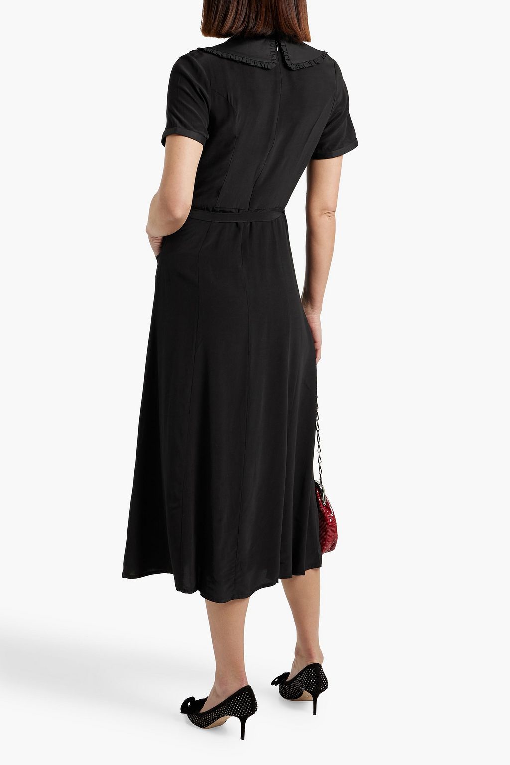 HVN Marina crepe midi shirt dress