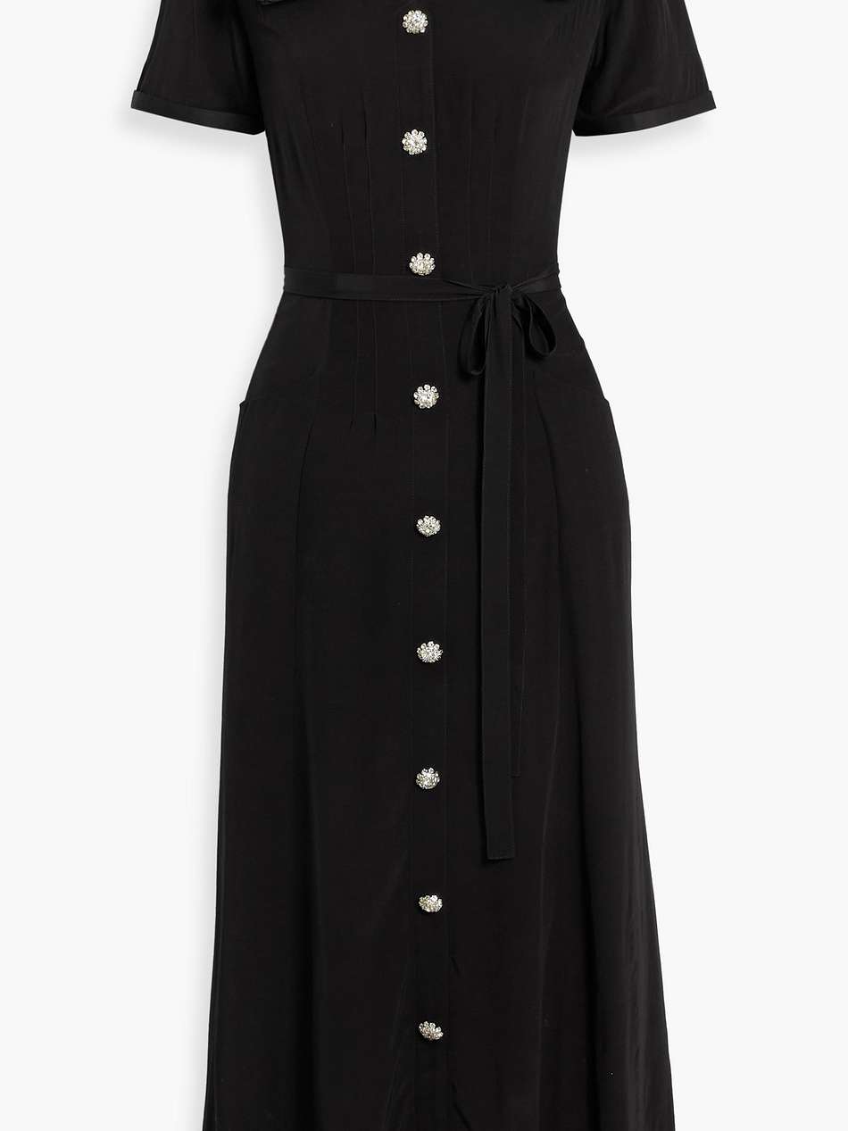 marina crepe midi shirt dress