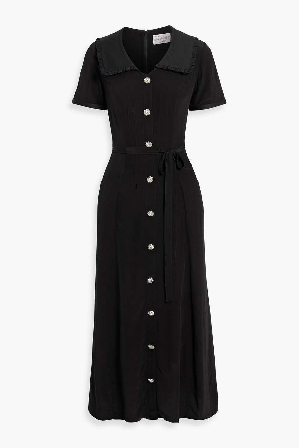 Hvn Marina Crepe Midi Shirt Dress In Black