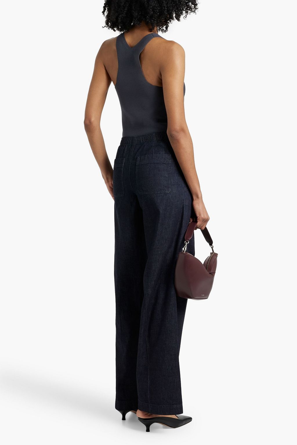 VINCE. Cotton-chambray wide-leg pants