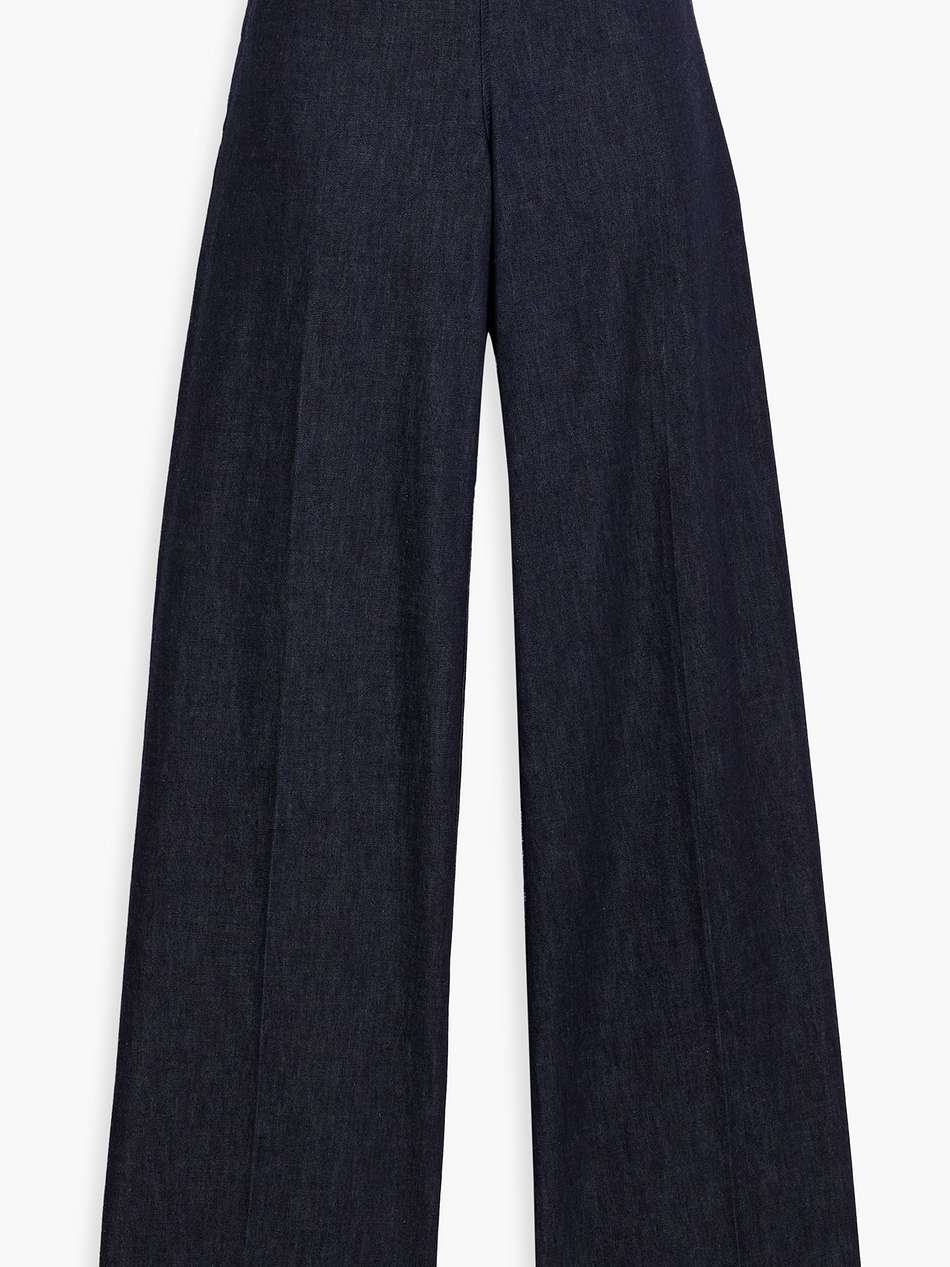 cotton-chambray wide-leg pants