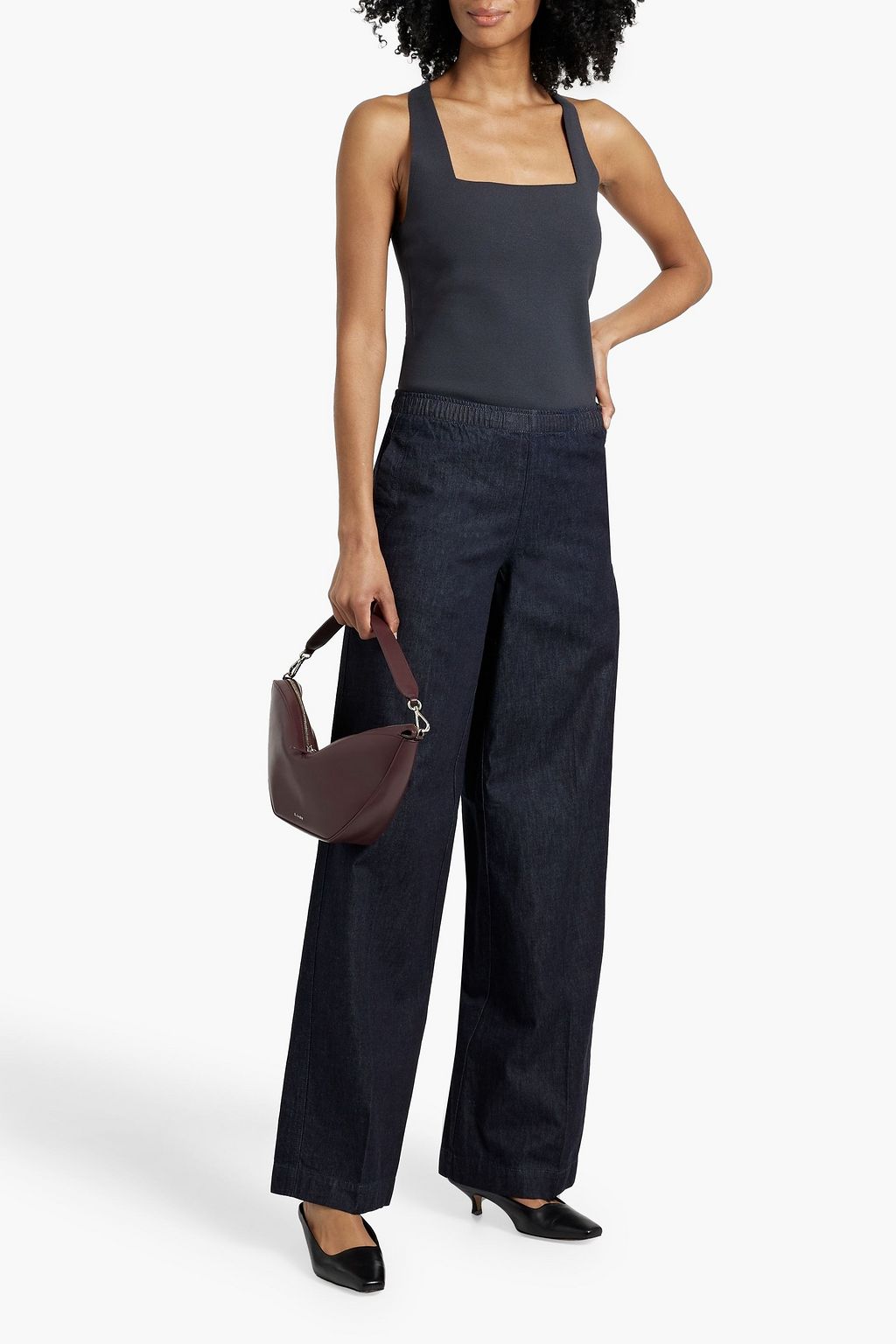 VINCE. Cotton-chambray wide-leg pants