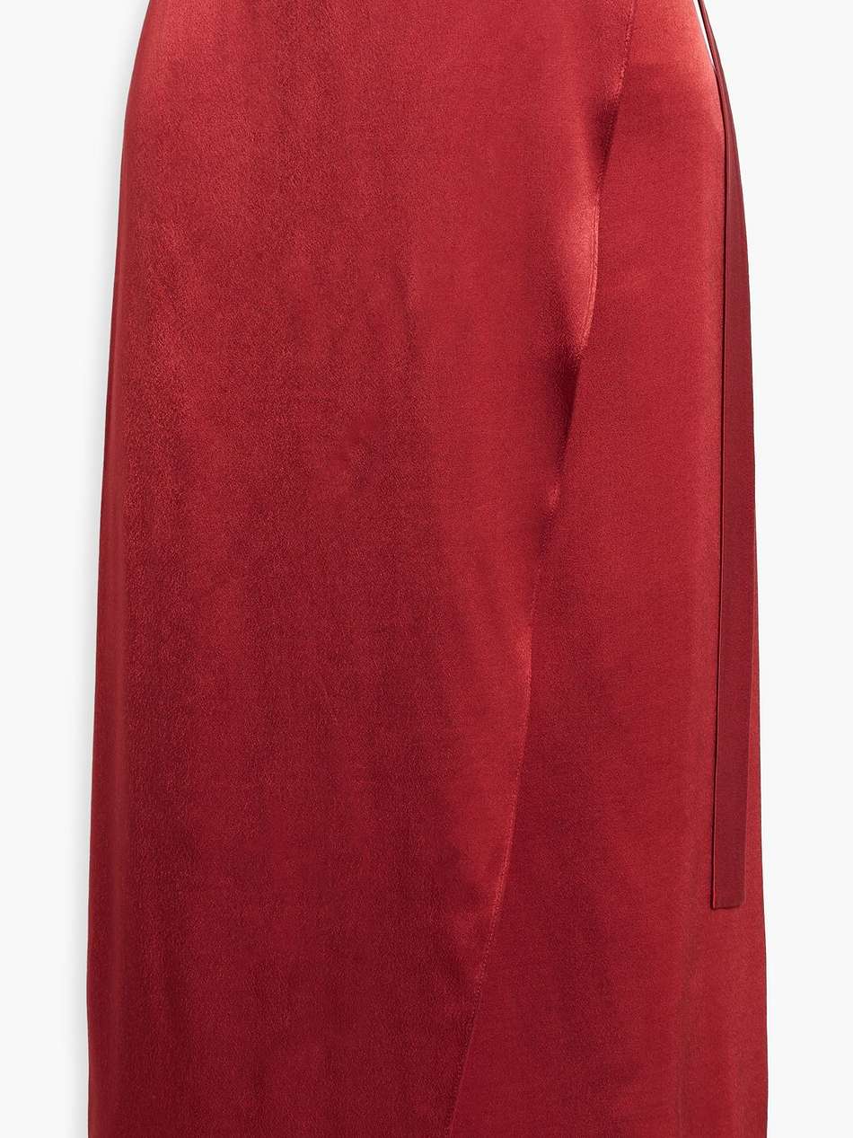 wrap-effect satin midi skirt
