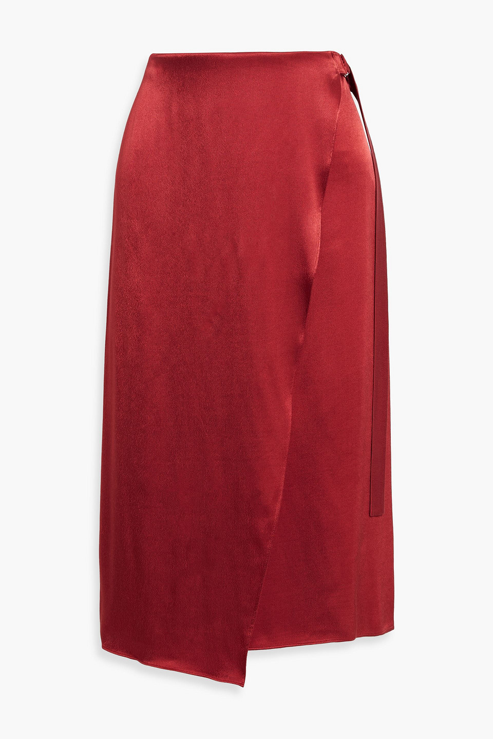 Vince Wrap-effect Satin Midi Skirt