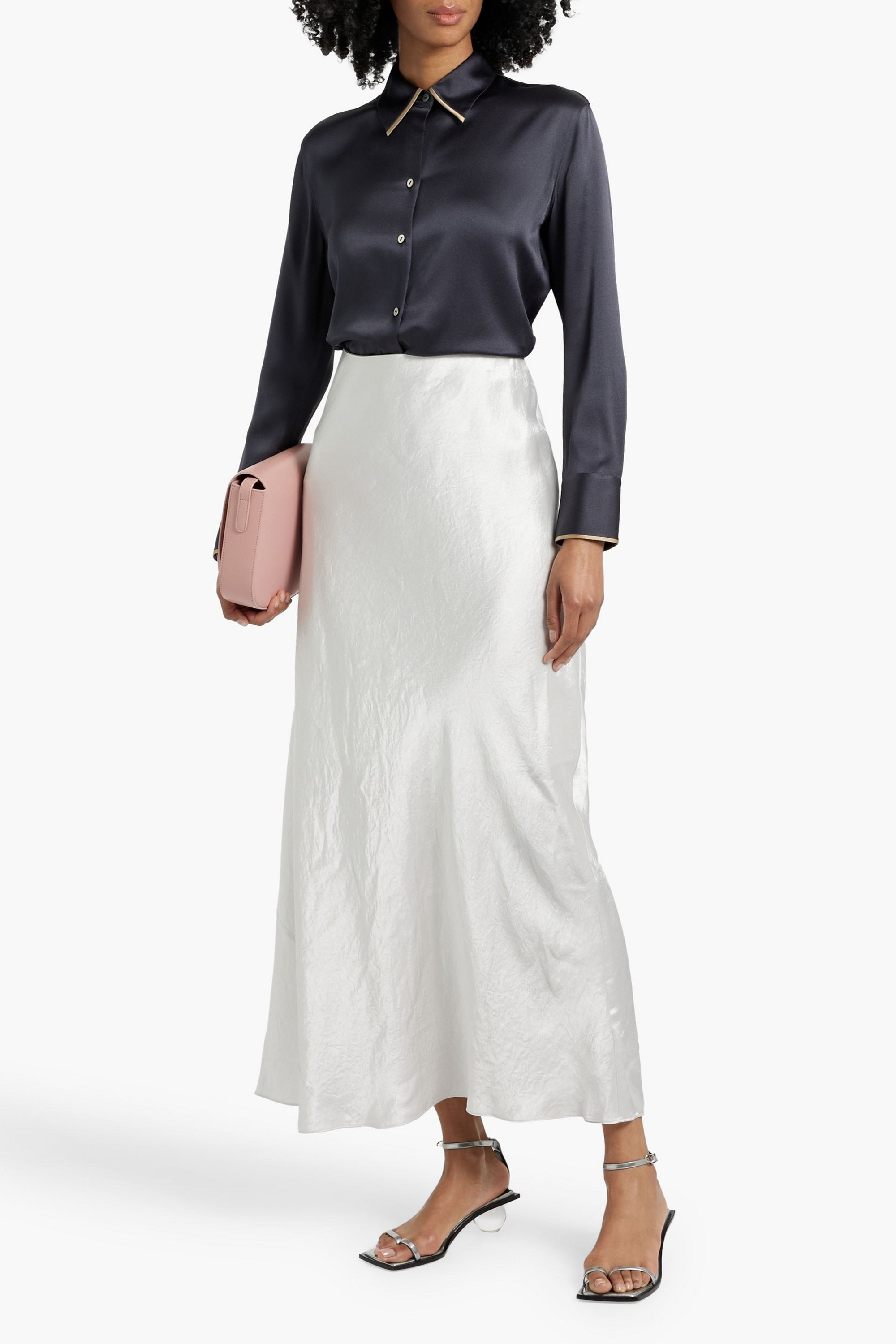 Vince Crinkled-satin maxi skirt
