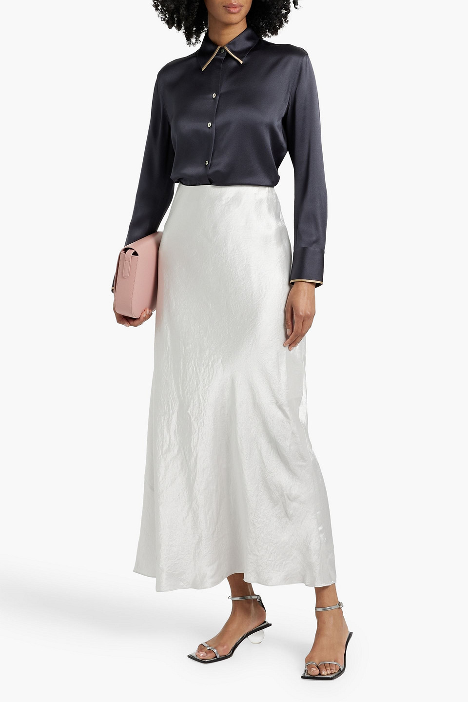 Shop Vince Crinkled-satin Maxi Skirt