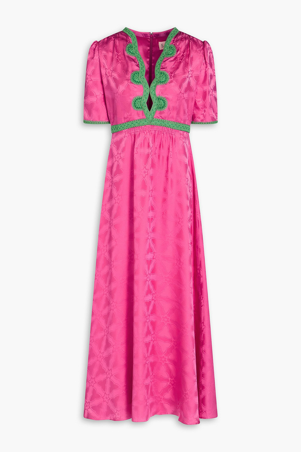 Saloni Tabitha Silk-jacquard Maxi Dress In Pink
