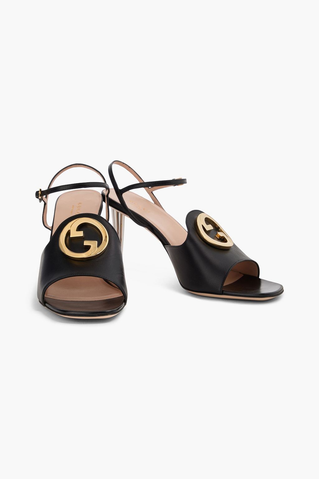 GUCCI صندل بلوندي من الجلد بتصميم مزركش
