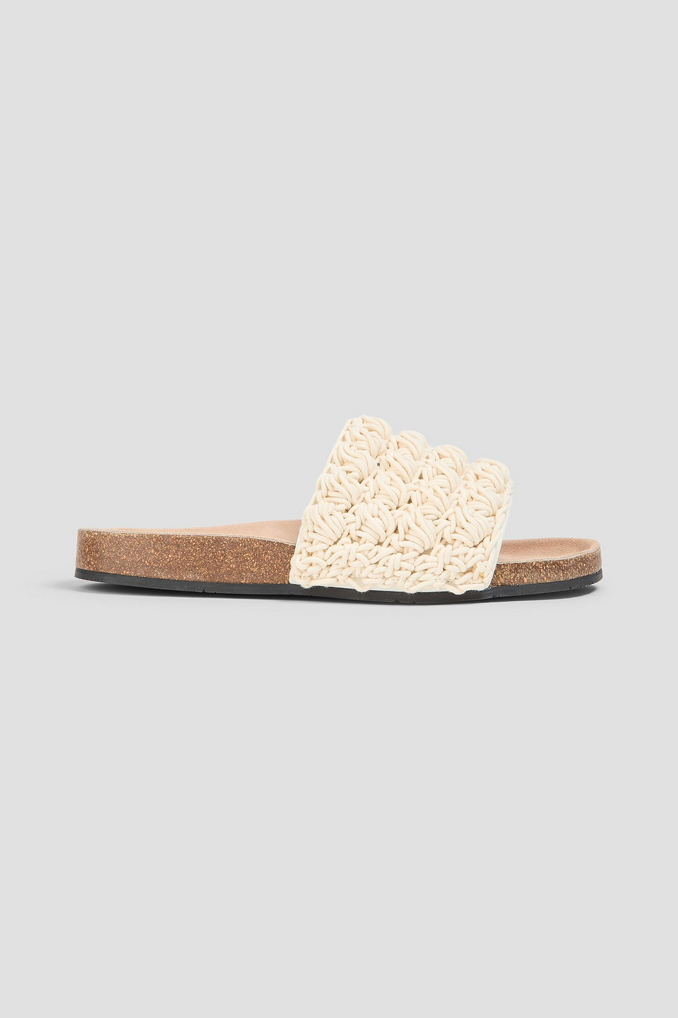 Jw Anderson Crochet And Leather Slides In Ivory
