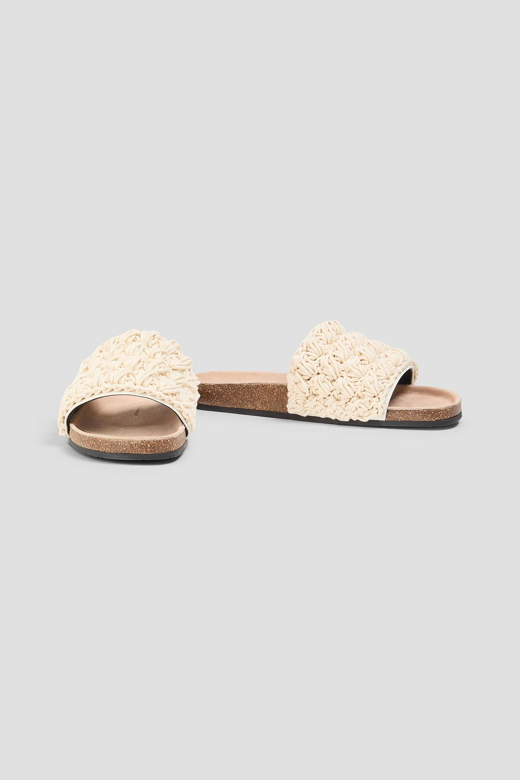 JW ANDERSON かぎ針編み&レザー スライドサンダル