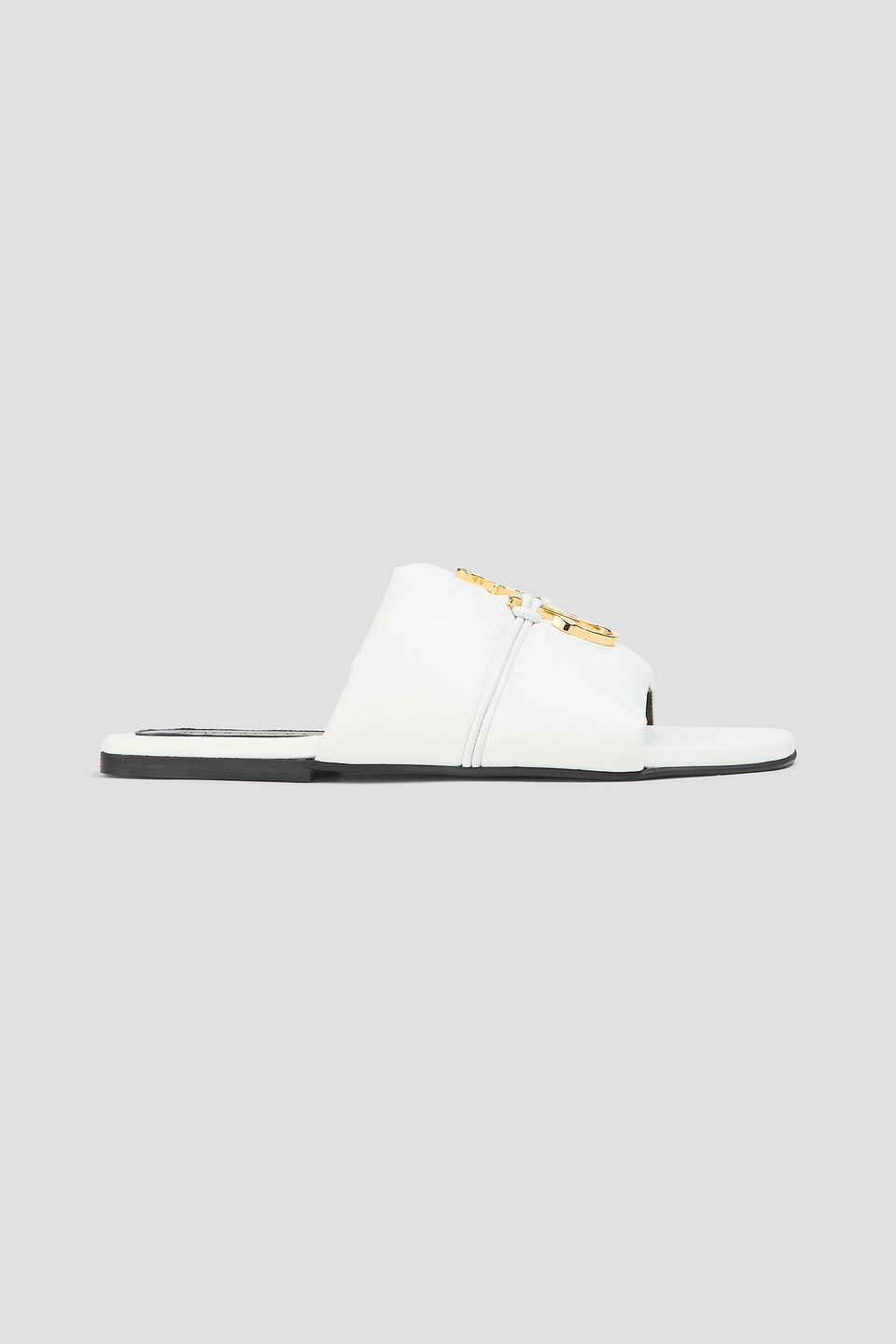 Jw Anderson Embellished Padded Leather Slides In White