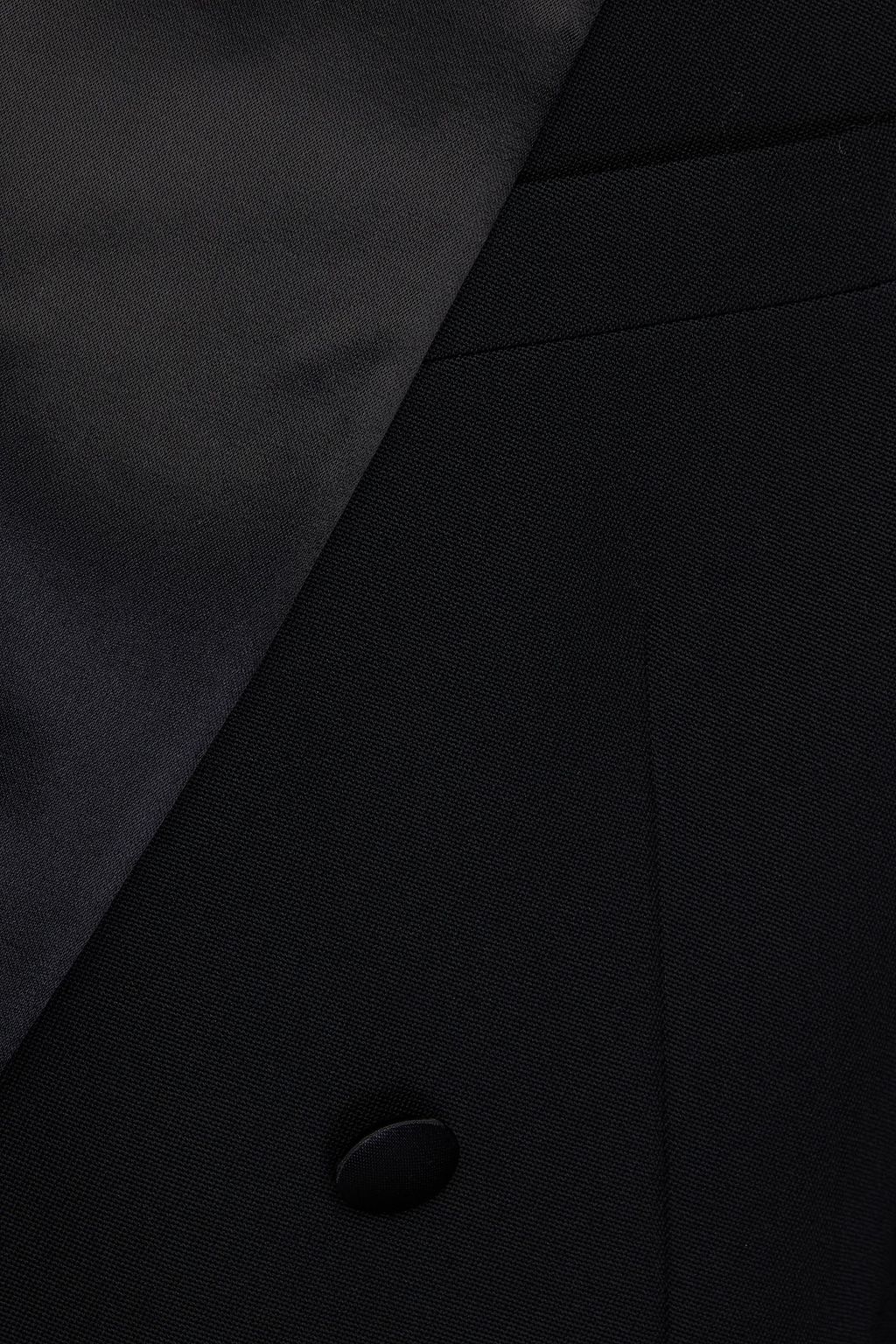 GUCCI Double-breasted satin-trimmed wool-crepe blazer