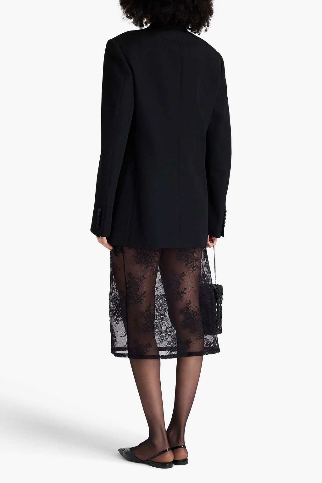 GUCCI Double-breasted satin-trimmed wool-crepe blazer