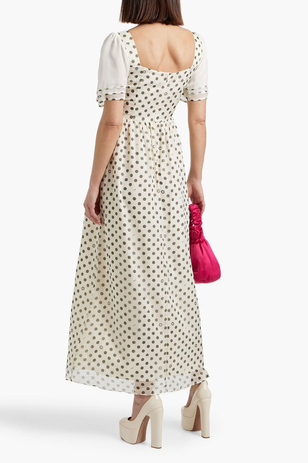 HVN Fromer polka-dot silk-chiffon maxi dress