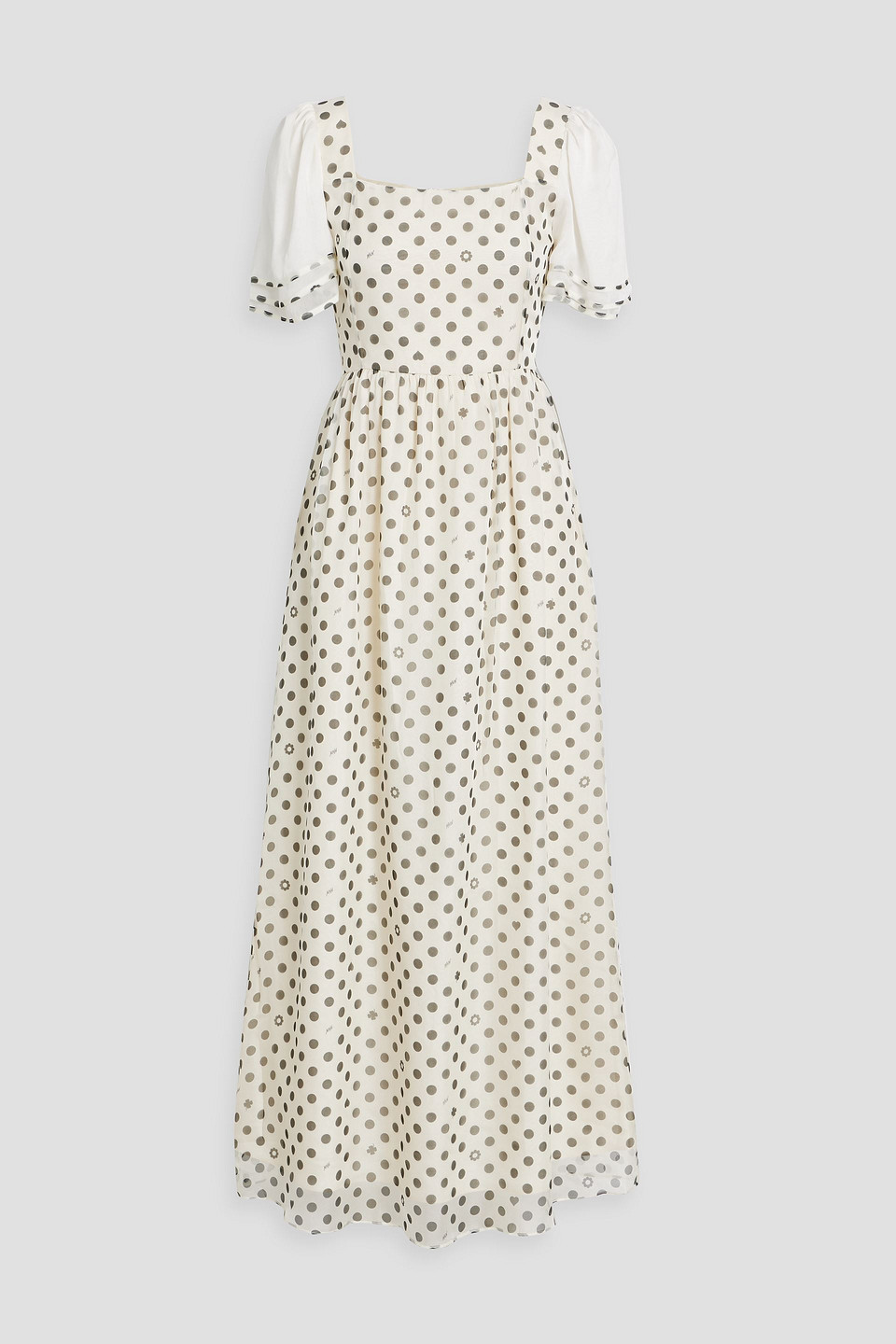 Hvn Fromer Polka-dot Silk-chiffon Maxi Dress In Ivory