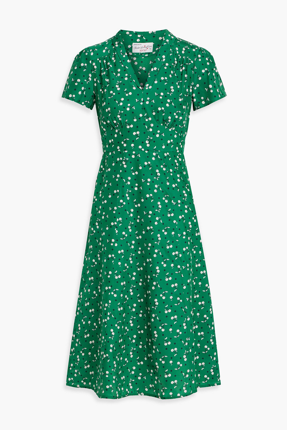 Hvn Morgan Printed Silk Dress In Green
