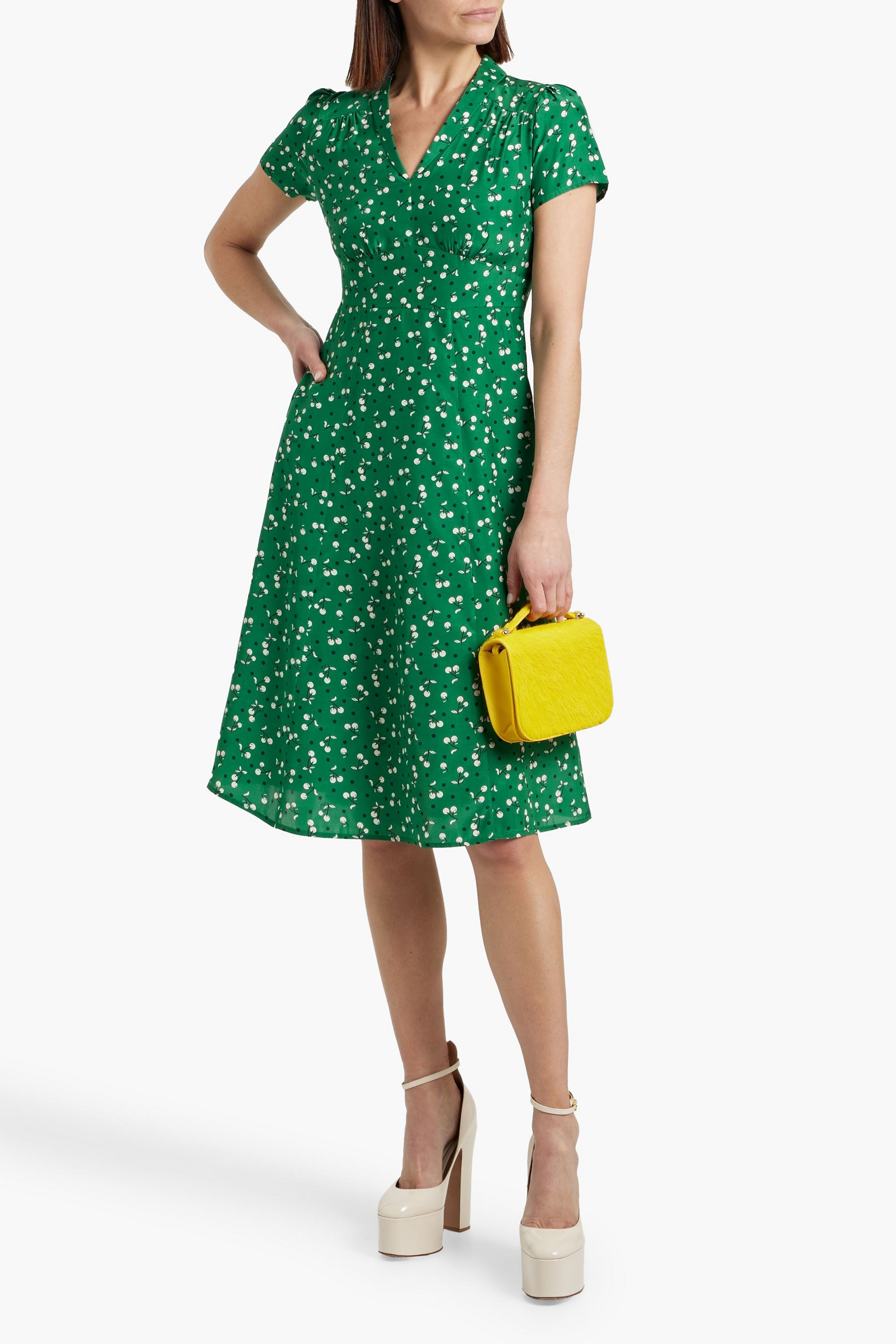 HVN Morgan printed silk dress