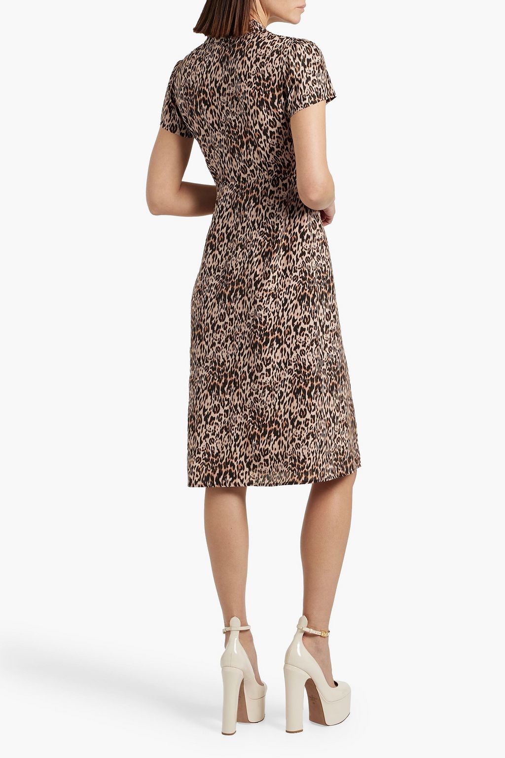 HVN Morgan leopard-print silk dress