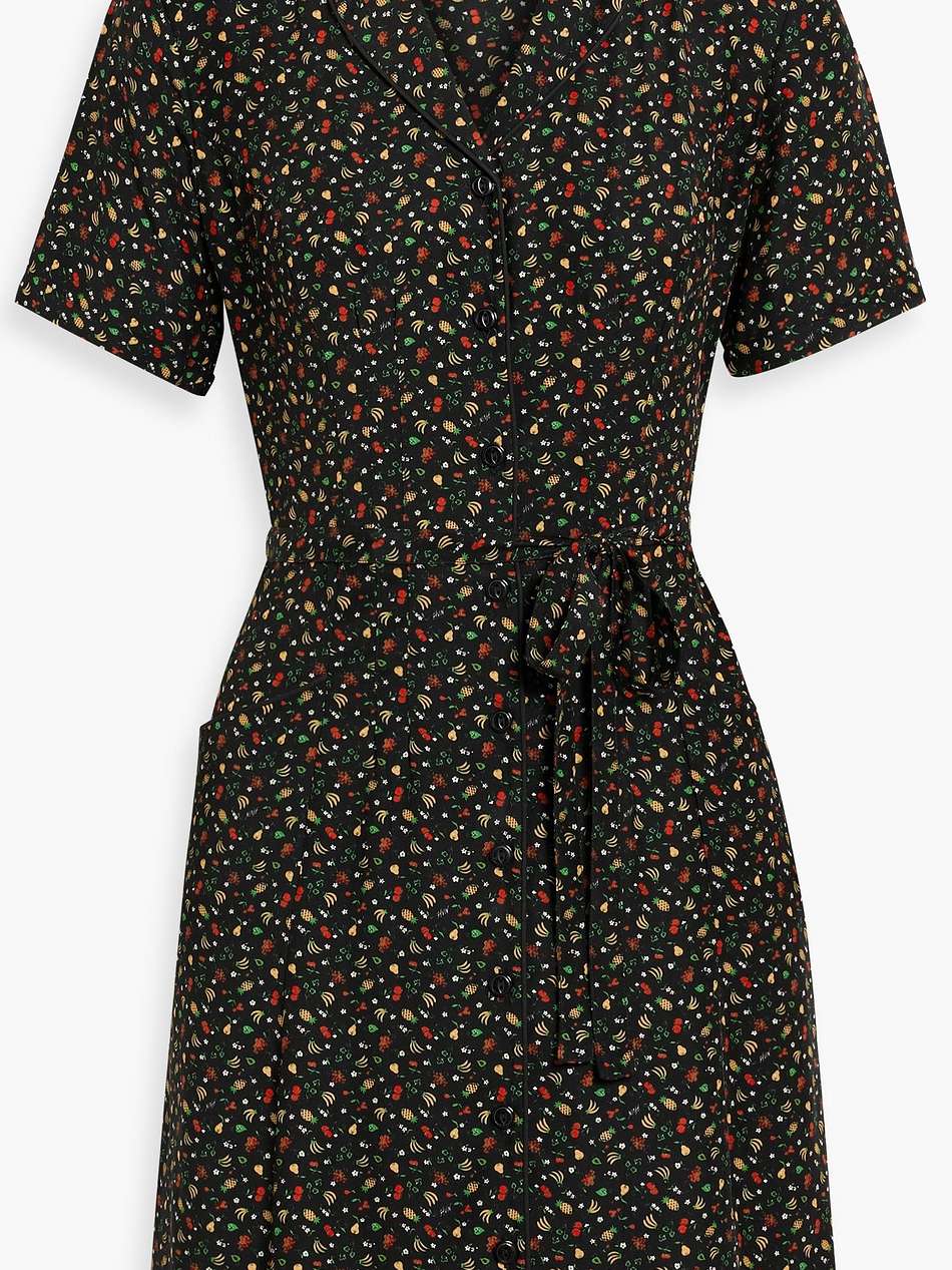 maria printed silk mini shirt dress