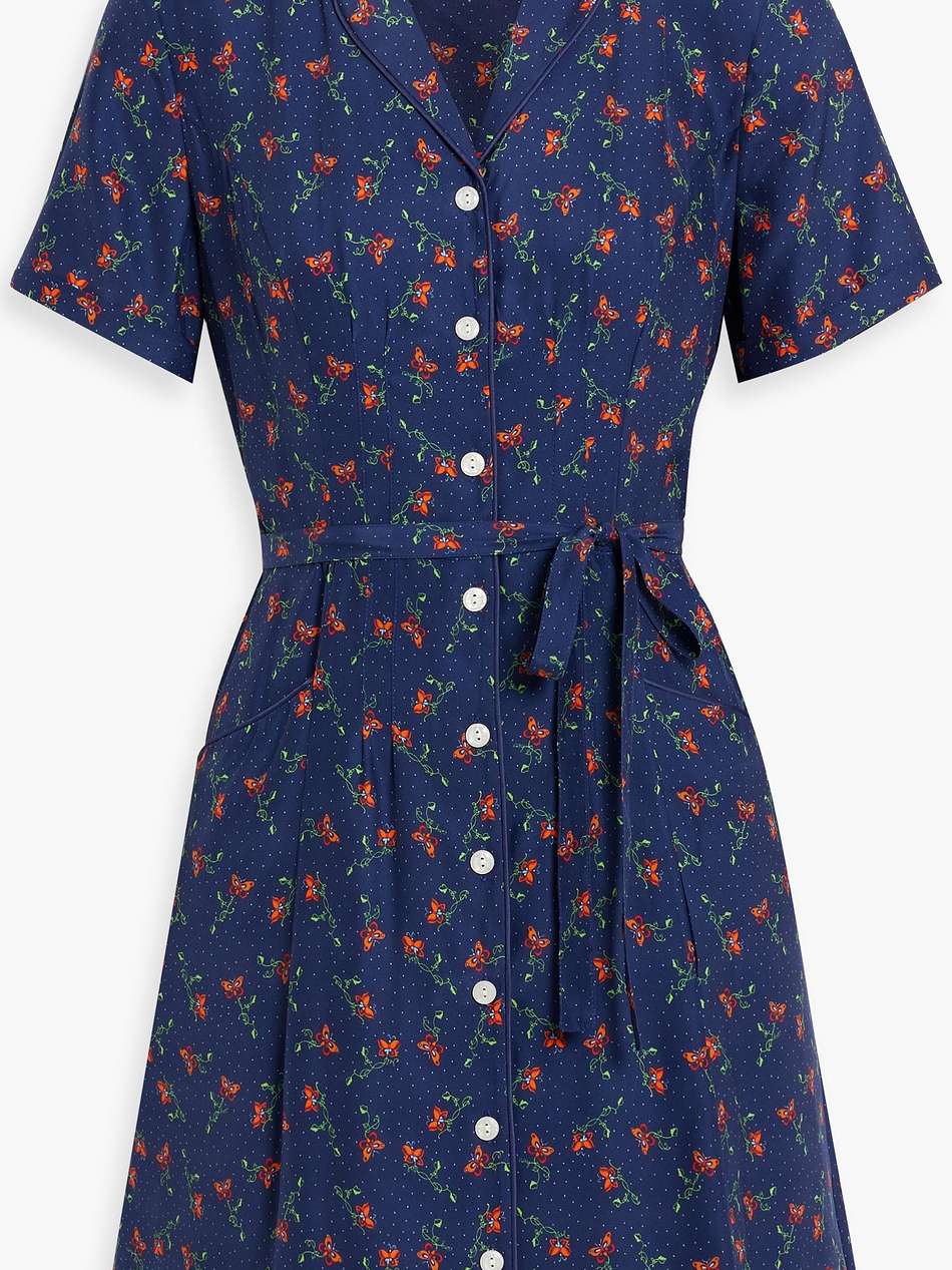 maria printed silk mini shirt dress