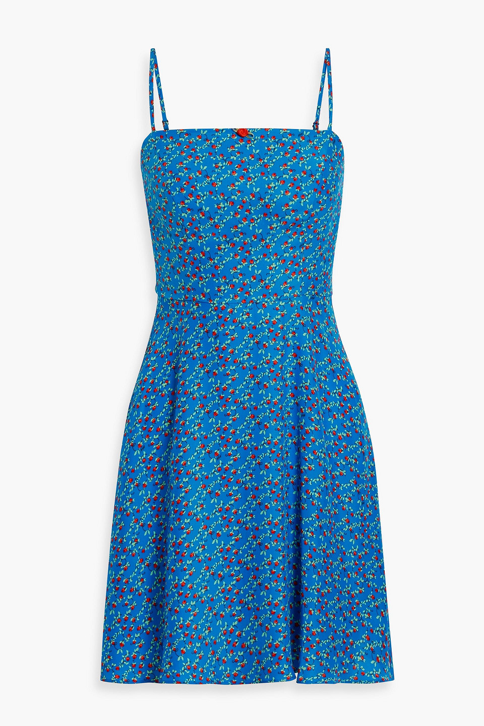 Hvn Nora Floral-print Silk Mini Dress In Blue