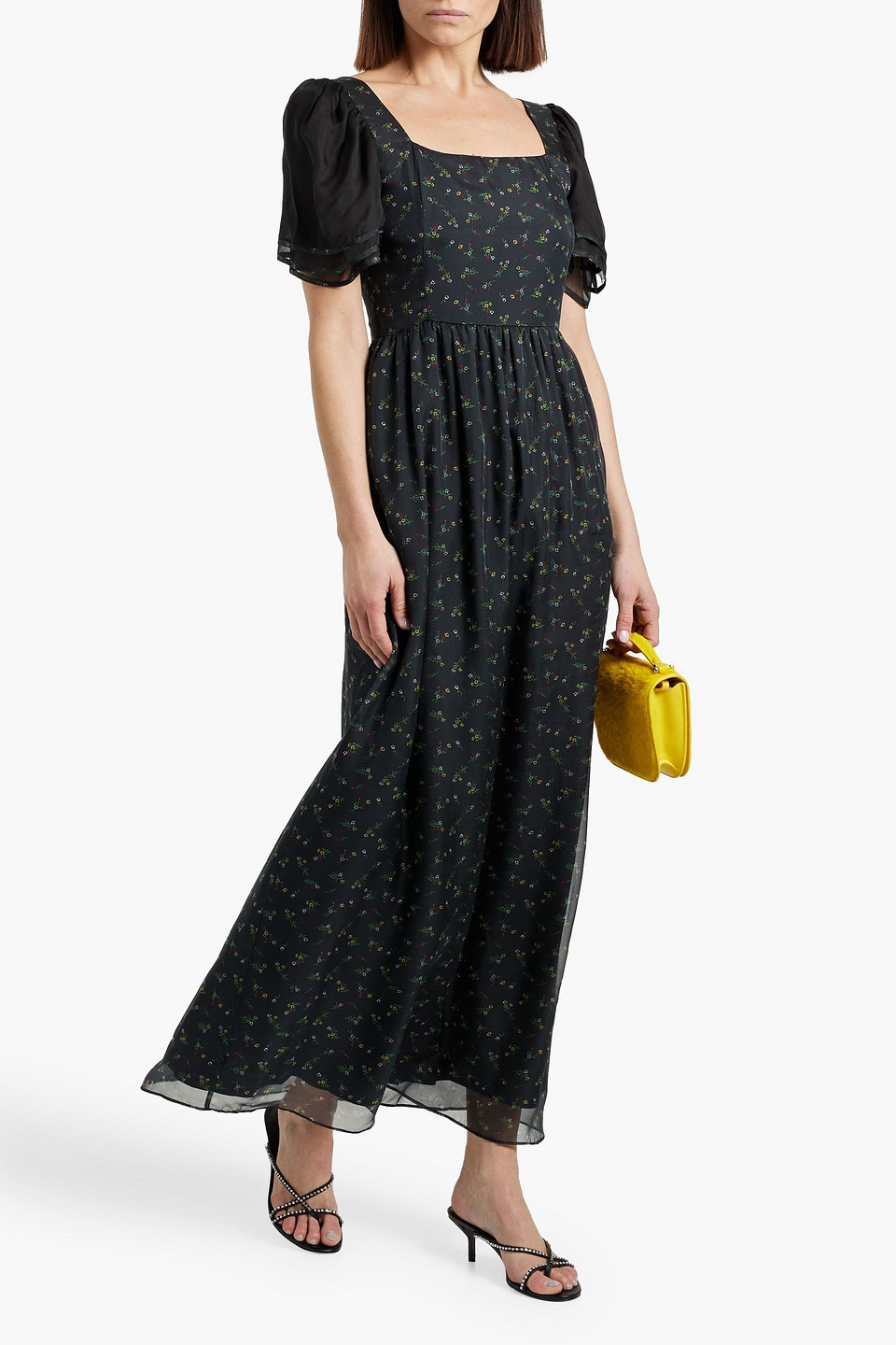 HVN FROMER FLORAL-PRINT SILK-CHIFFON MAXI DRESS