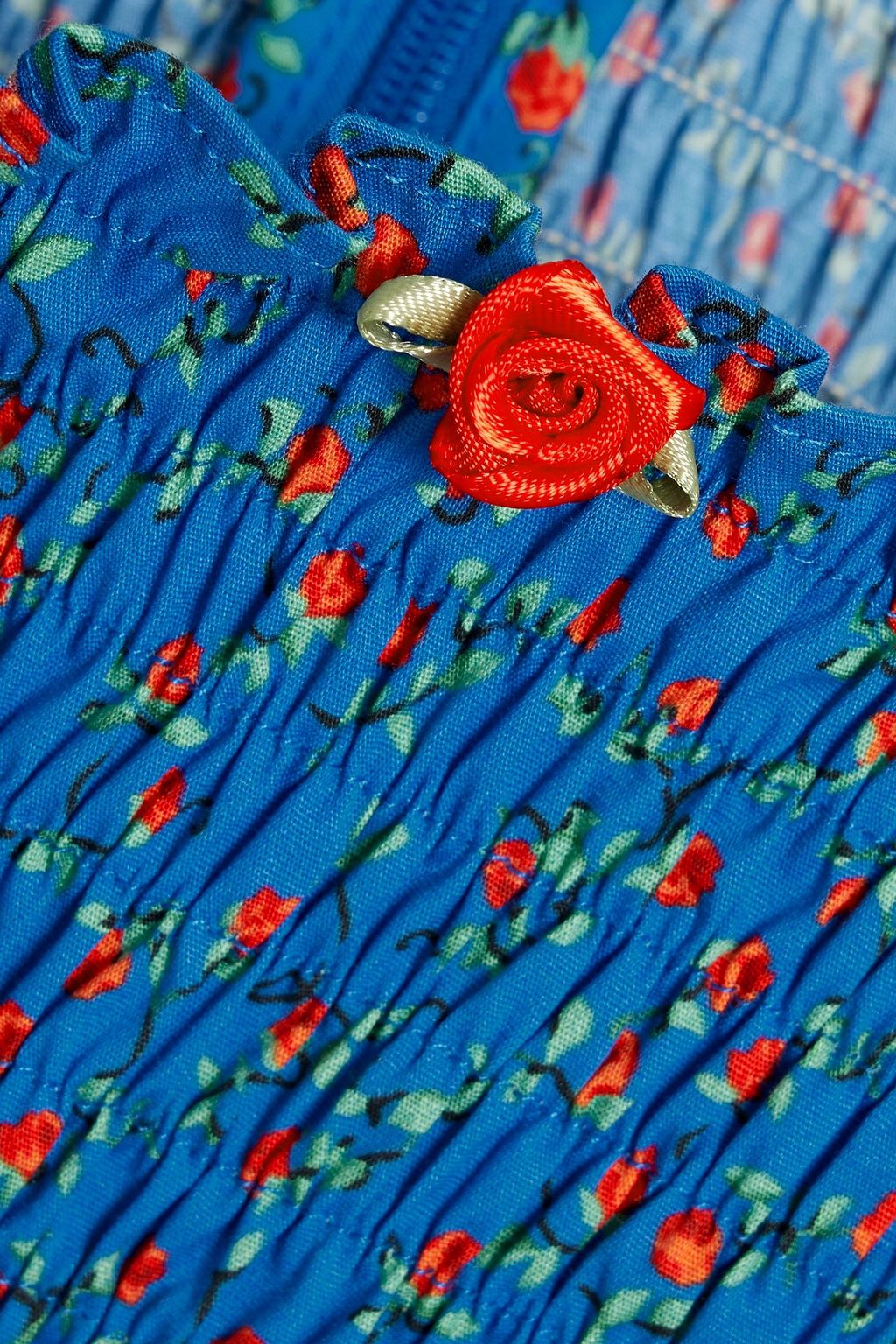 HVN Fromer shirred floral-print cotton-poplin mini dress