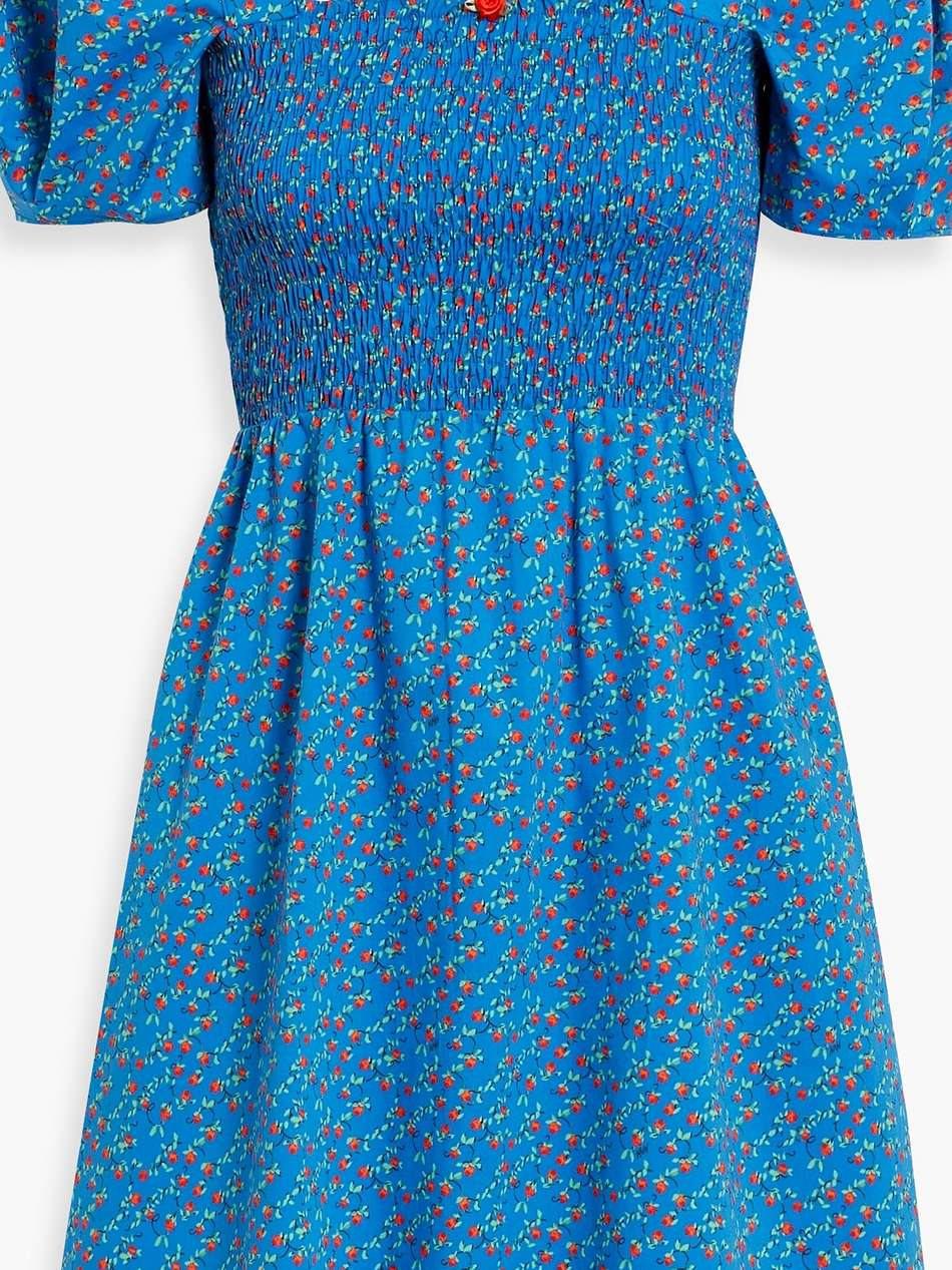 fromer shirred floral-print cotton-poplin mini dress