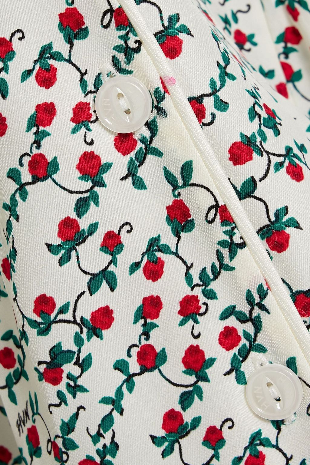 HVN Maria floral-print silk mini shirt dress