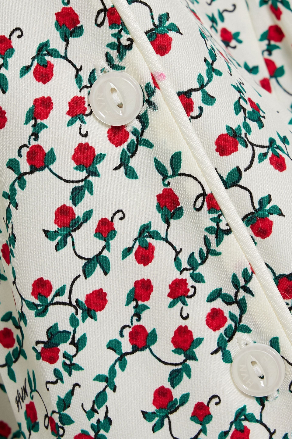 HVN MARIA FLORAL-PRINT SILK MINI SHIRT DRESS