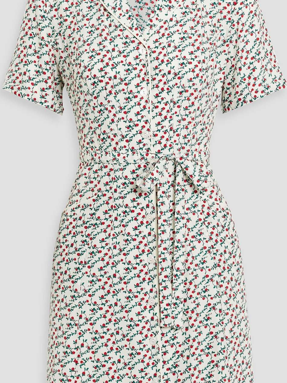 maria floral-print silk mini shirt dress