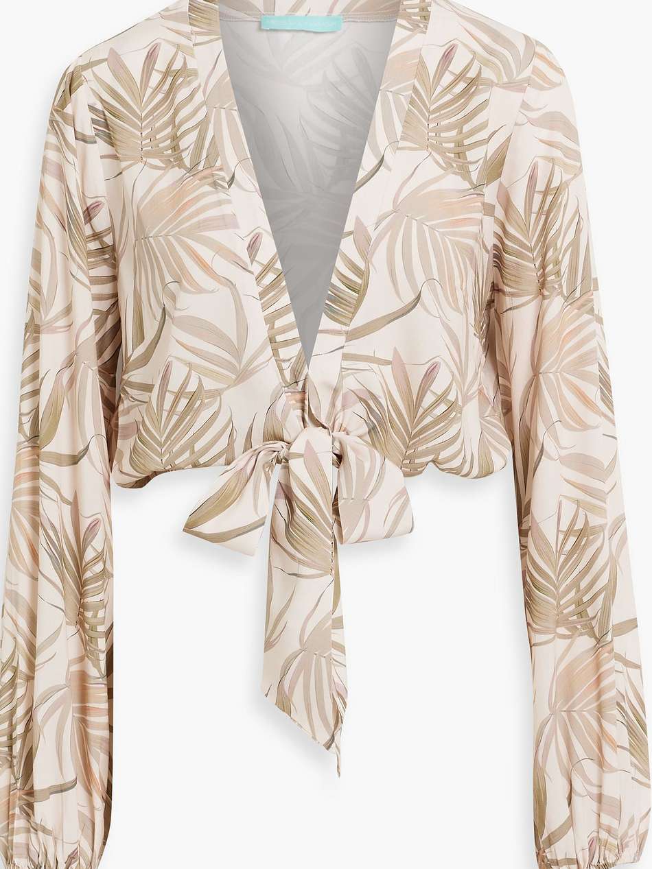 gemma printed crepe wrap top