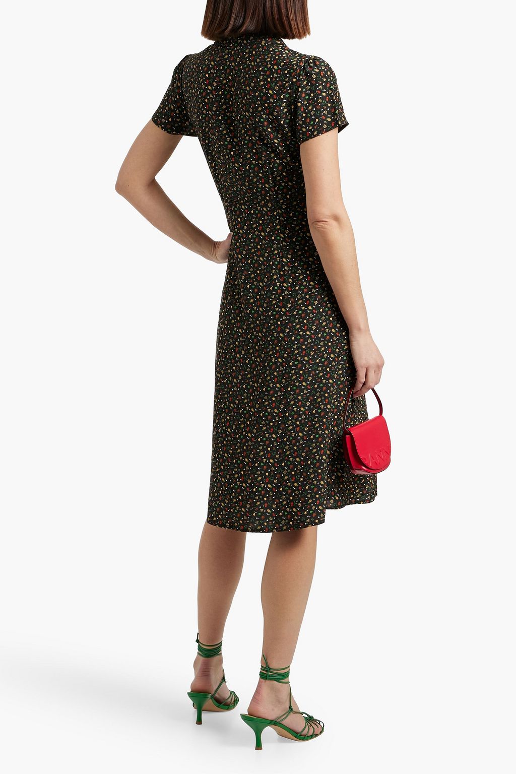 HVN Morgan printed silk dress
