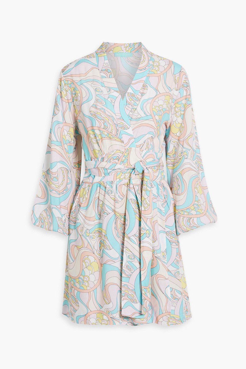 Melissa Odabash Juliet Paisley-print Voile Mini Wrap Dress In Turquoise