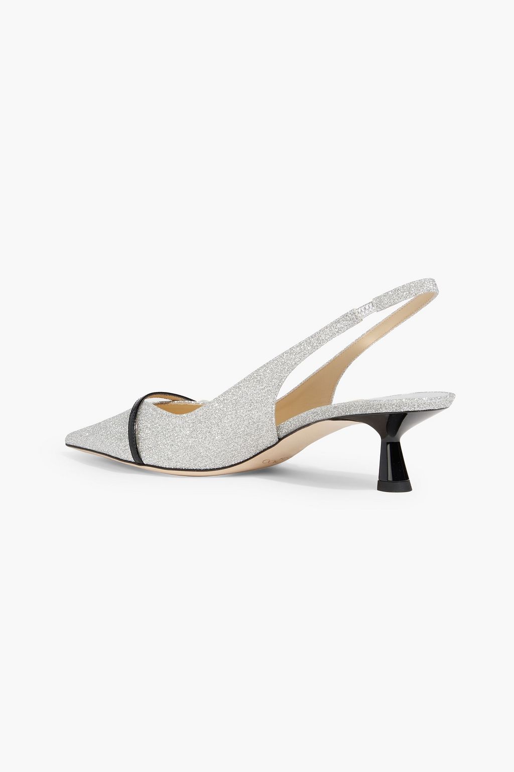 JIMMY CHOO Amita 45 glittered woven slingback pumps